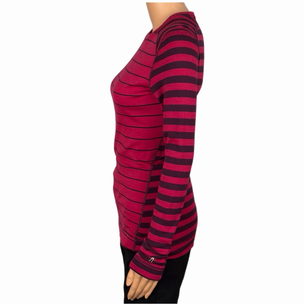 Smartwool 100% Merino Wool NTS Mid 250 Pattern Crew striped base layer. Medium - Picture 6 of 11